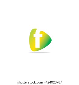 Letter F Rounded Triangle Shape Green Logo Icon Design Template Elements