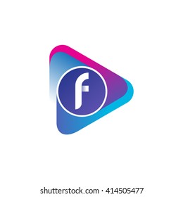 letter f rounded triangular logo blue purple