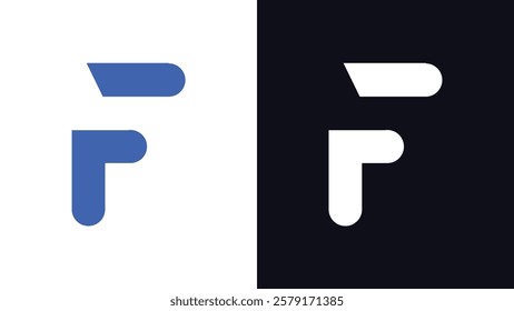 Letter F Rounded Typography Minimal Logo with Wide Cut