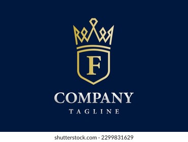 Letter F Royal Luxury Emblem Logo Template.