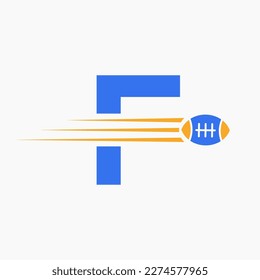 Letter F Rugby, Football Logo Combine With Rugby Ball Icon For American Soccer Club Symbol