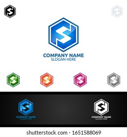 Letra F, S para el logotipo de vectores digitales, marketing, finanzas, icono de diseño de inversión del asesor
