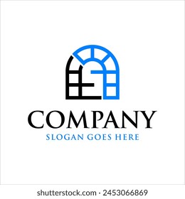 Letra f y un logotipo de pantallas de ventana y pantallas solares