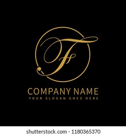 Letter F script initial luxury Logo design Vector