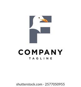 Letter F Seagull Logo Icon Vector