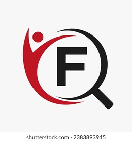 Letter F Search and Heathcare Logo Design. Community Finder Logo Symbol 