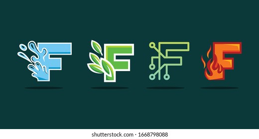 Letter F Set Collection Abstract Creative Modern Business Illustration Logo