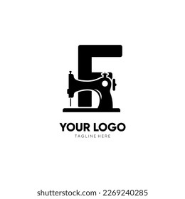 Letter F Sewing Machine Logo Design Vector Icon Graphic Emblem Illustration Background Template