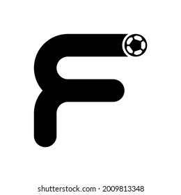 Letra F forma del movimiento del efecto bola. Icono, símbolo o logotipo.