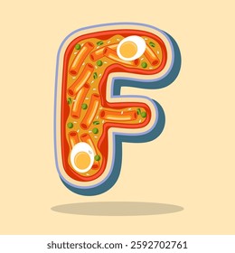 The letter F is in the shape of the Korean food Tteokbokki