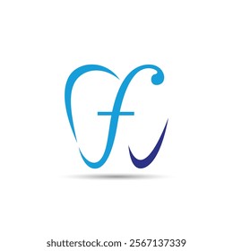 Letter F Shaped as Teeth. Dental Health Logo, Dentist, Dental Care. Initial F Logo and Teeth Graphic.