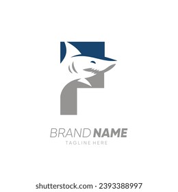 Letter F Shark Logo Design Vector Icon Graphic Emblem Illustration