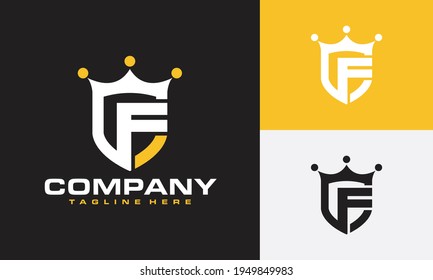 letter F shield crown logo	