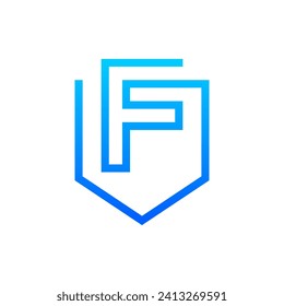 Letter F shield modern minimal logo