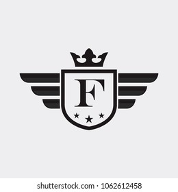 Letter F Shield Wing Vector