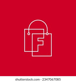 letter F Shop Shopping Bag Logo Vector Icon illustration