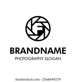 Letter F Shutter Photography Logo, for brand related to camera, lens, and aperture