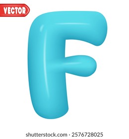 letter F. letter sign blue color. Realistic 3d design Glossy letters in cartoon balloon style. Isolated on white background. vector illustration