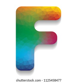 Letter F sign design template element. Vector. Colorful icon with bright texture of mosaic with soft shadow on white background. Isolated.