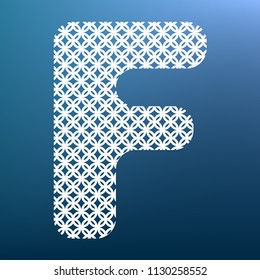 Letter F sign design template element. Vector. White textured icon at lapis lazuli gradient background.