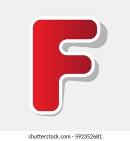 Letter F sign design template element. Vector. New year reddish icon with outside stroke and gray shadow on light gray background.