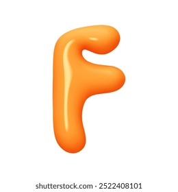 letter F. letter sign orange soft color. Realistic 3d design in cartoon liquid paint style. Isolated on white background. vector illustration
