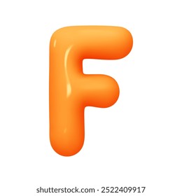 letter F. letter sign orange soft color. Realistic 3d design in cartoon balloon style. Isolated on white background. vector illustration