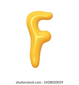 letter F. letter sign yellow color. Realistic 3d design in cartoon liquid paint style. Isolated on white background. vector illustration