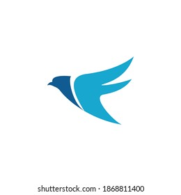 Letter F Simple Bird fly blue logo icon