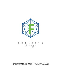 letter F and IT simple Creative elegant hexagon hexagonal poligon logo Design