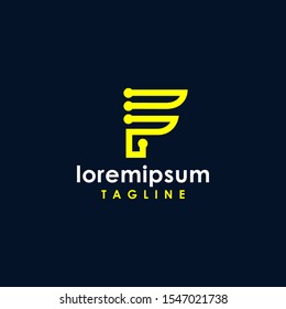 Letter F simple and creative line logo design 