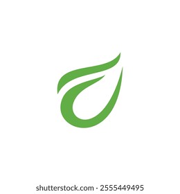 letter f simple curves geometric green leaf logo vector 