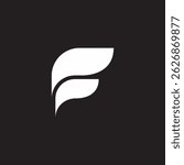 letter f simple geometric feather symbol logo vector 