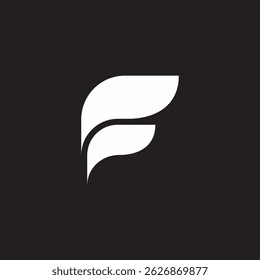 letter f simple geometric feather symbol logo vector 