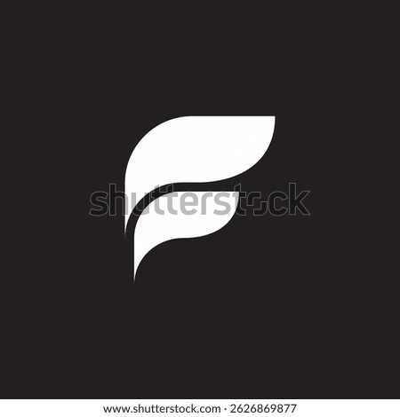 letter f simple geometric feather symbol logo vector 