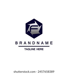 letter f simple geometric logo vector