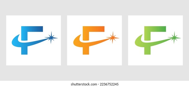 Letter F Spark Logo Design Vector Template