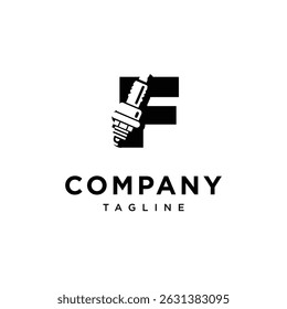 Letter F Spark Plug Logo Icon Vector