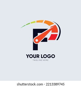Letter F Speedometer Logo Design Vector Icon Graphic Emblem Illustrator 