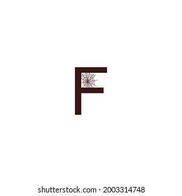 Letter F with spider web icon design template vector illustration