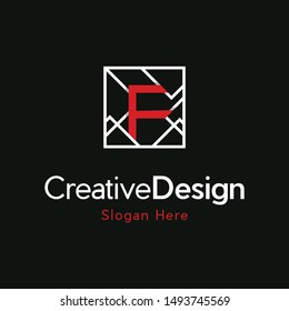 Letter F Square Circuit Creative Modern Logo