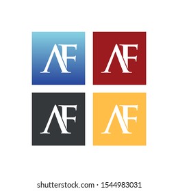 letter A and F in square logo SET vector