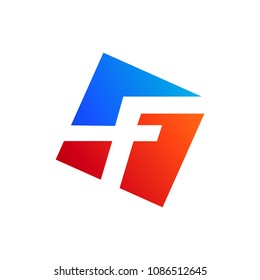 Letter F in Square Shape Modern Logo Template