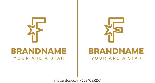 Letter F Star Logo Set, representing success, freedom and premium