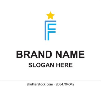 letter F and star logo vector design illustration for your business identity template,creative company,beautiful company logo idea  shape simple,navigation,administrative,industrial,export and imort