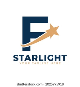 Letter F with Star Swoosh Logo Design. Suitable for Start up, Logistic, Business Logo Template