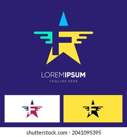 Letter F Star or with Wing Logo Design Vector Icon Graphic Emblem Illustration