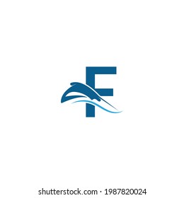Letter F with stingray icon logo template illustration vector