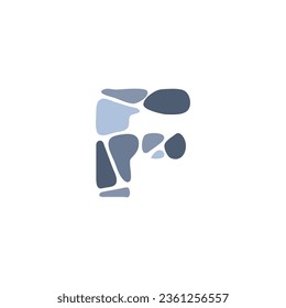 Letra F con logotipo de piedra