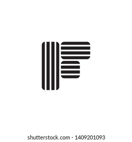 letter f stripes geometric simple logo vector